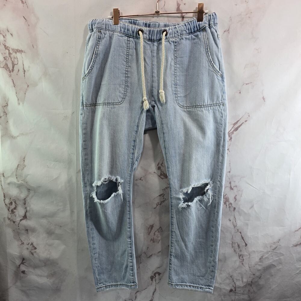 One Teaspoon Jeans Womens Small Shabbies Drawstring Pull High Rise Crop Ripped